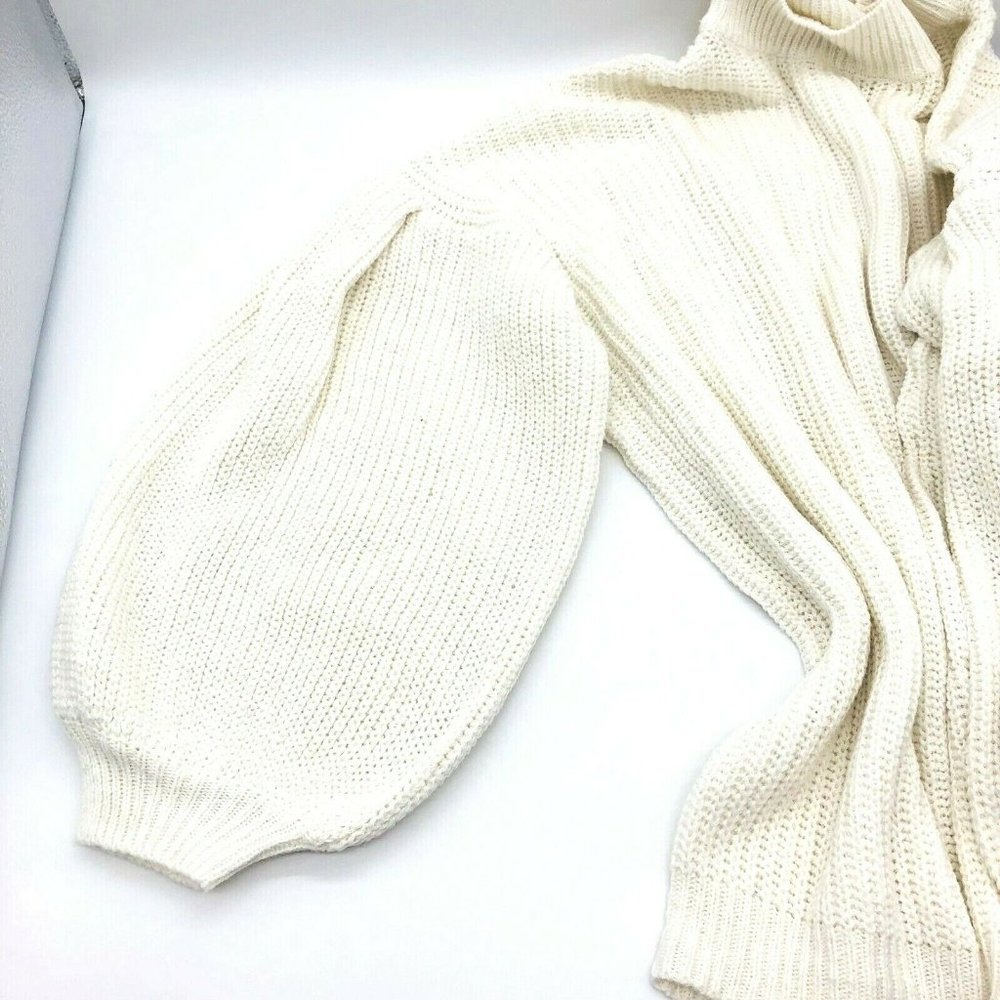 Vestidos Women's Sweater Turtleneck, Ivory Puff Long Sleeves Size Large NWOT - Picture 5 of 8